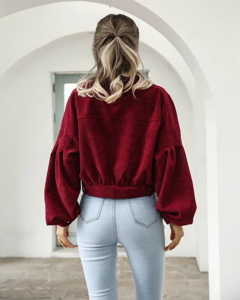 Corduroy Jacket for Women Cropped Bomber Everyday Coat