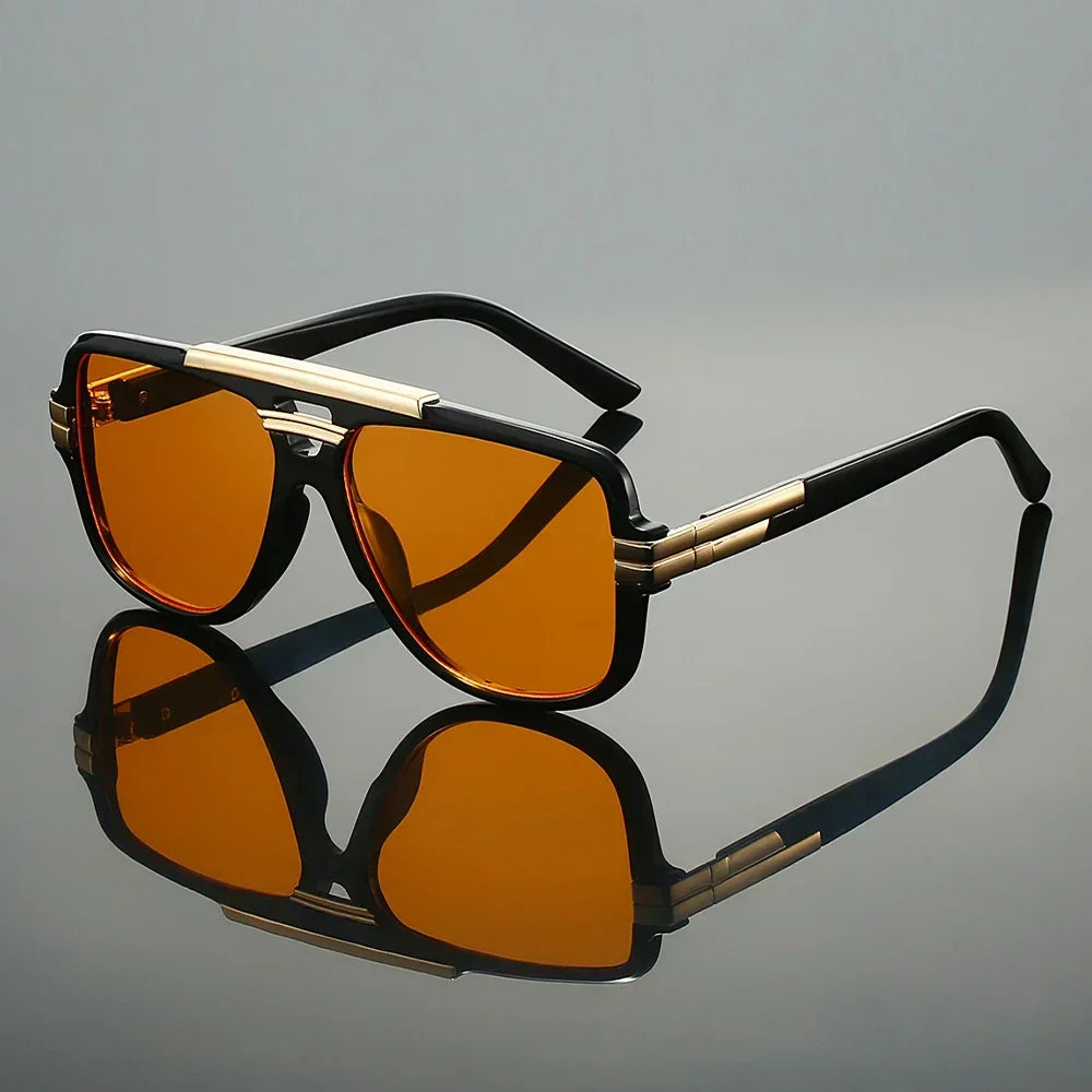 Unisex UV400 Retro Square Aviator Acetate Sunglasses