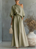 Sophia Reynolds | One Shoulder Linen Maxi Set For Women