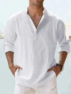 Men's Linen Shirt Relaxed Fit Breathable Beach Leisure Top