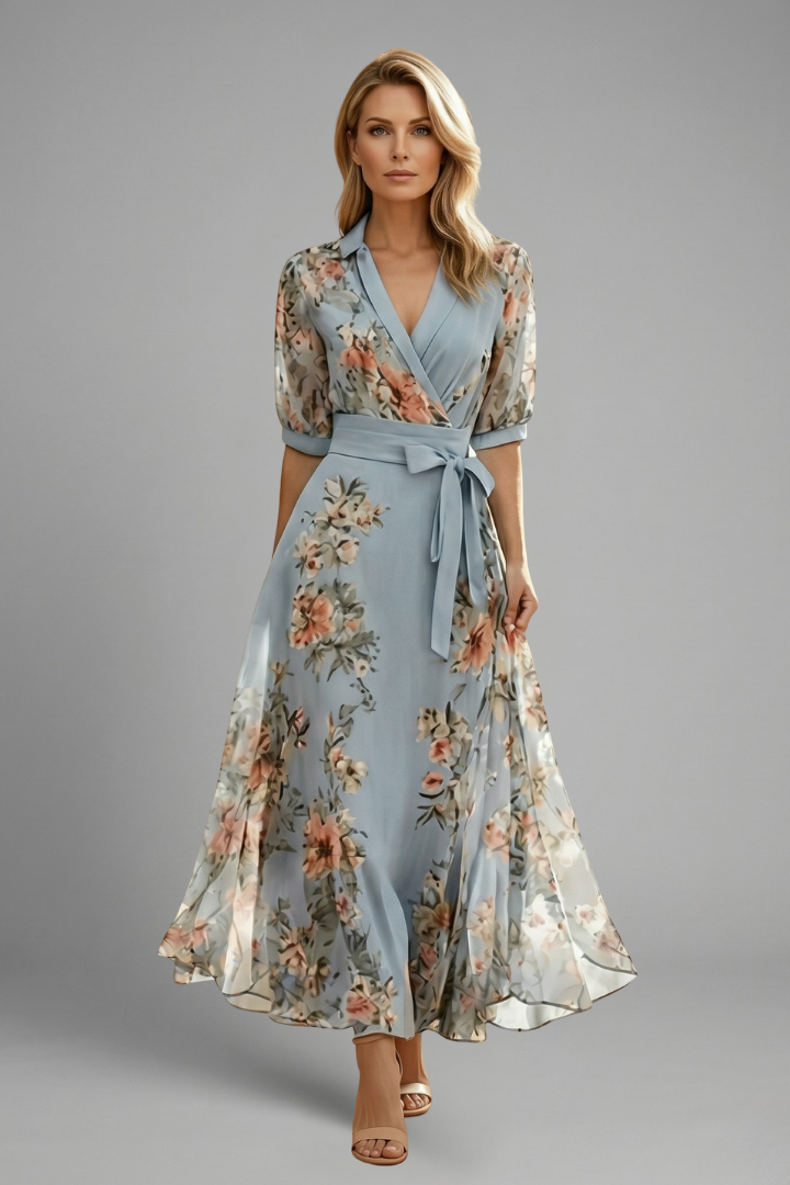 Elena Whitmore | Floral Maxi Wrap Dress For Women