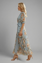 Elena Whitmore | Floral Maxi Wrap Dress For Women