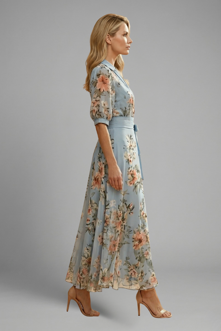 Elena Whitmore | Floral Maxi Wrap Dress For Women