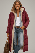 Amelia Laurent | Hooded Longline Puffer Coat For Women