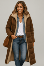 Amelia Laurent | Hooded Longline Puffer Coat For Women