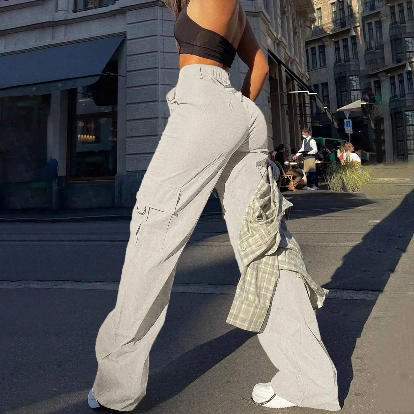 Women's Cargo Pants High Waist Multi-Pocket Baggy — view 3