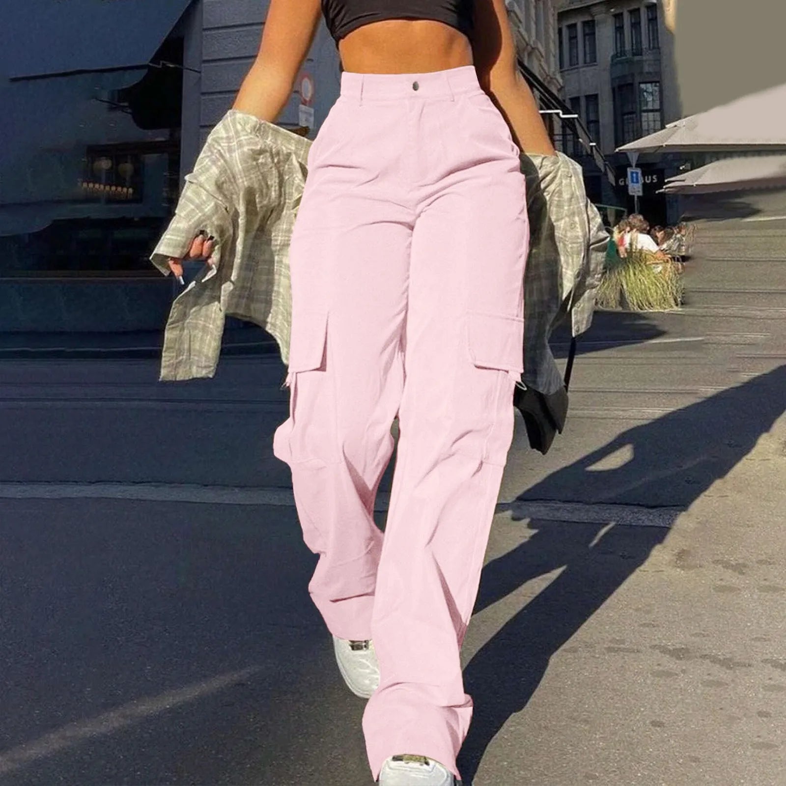 Women's Cargo Pants High Waist Multi-Pocket Baggy — view 5