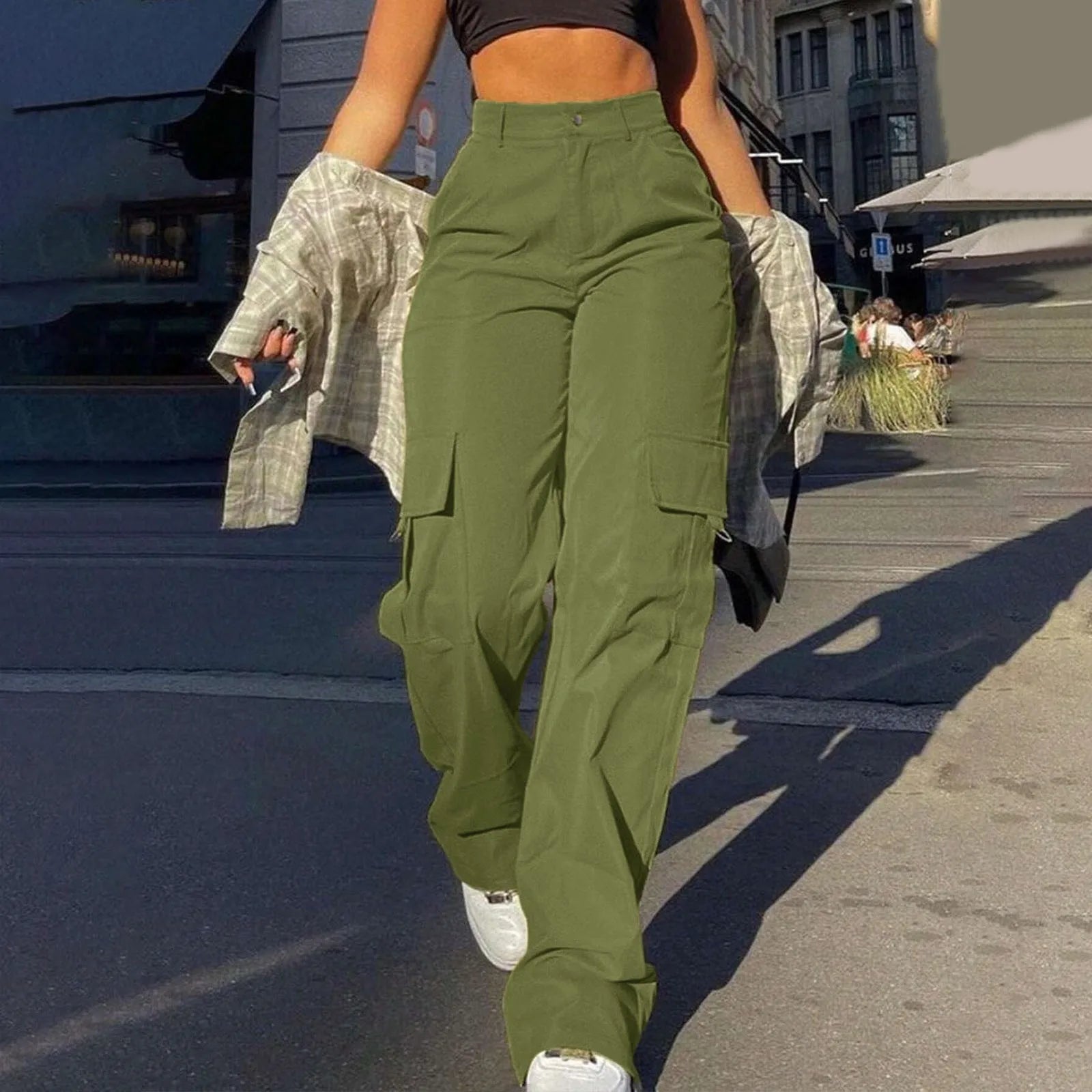 Women's Cargo Pants High Waist Multi-Pocket Baggy — view 6