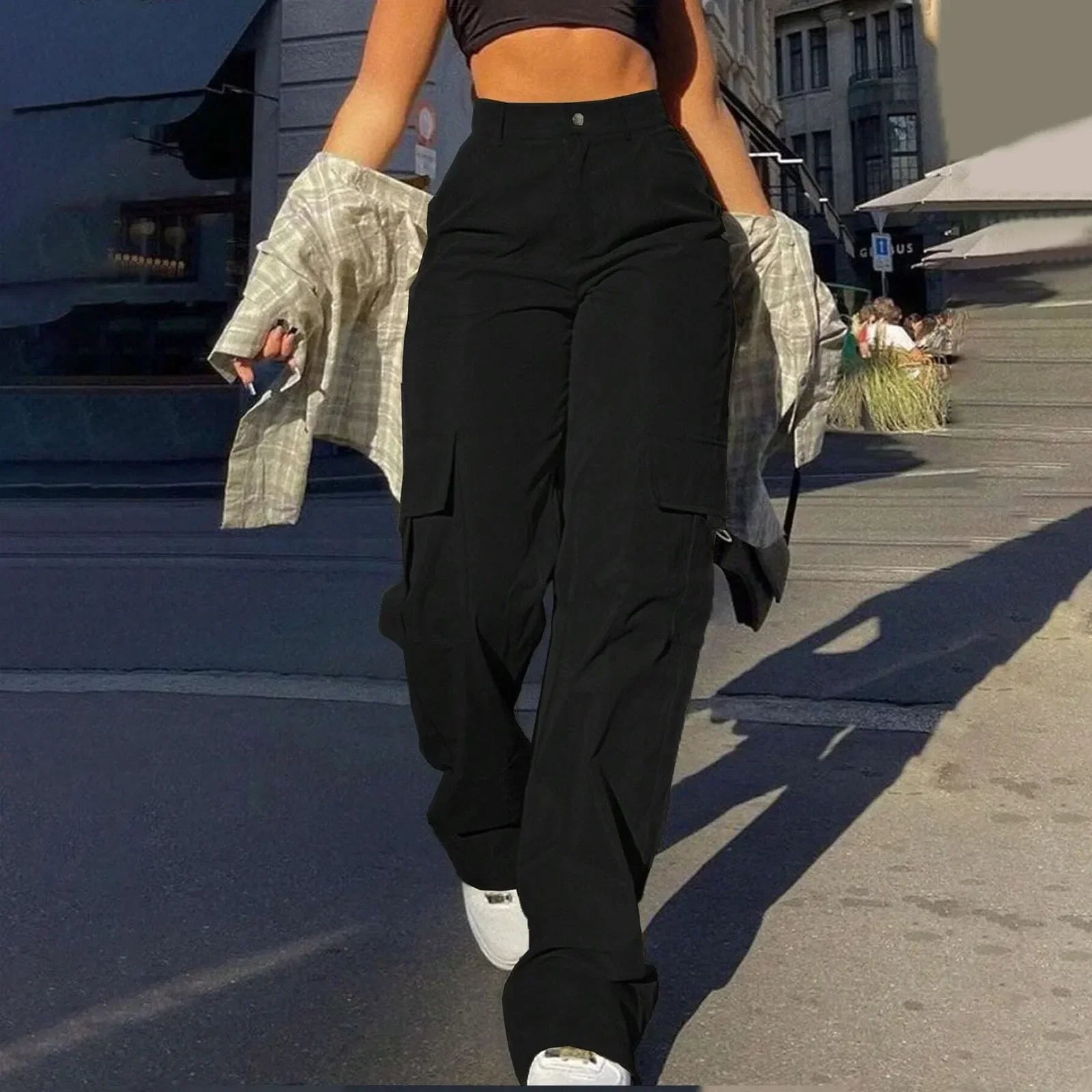 Women's Cargo Pants High Waist Multi-Pocket Baggy — view 7