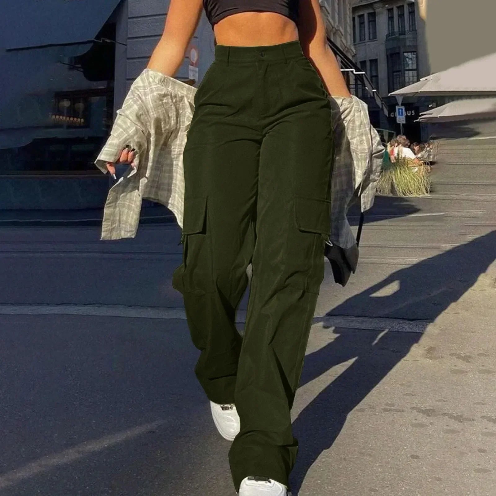 Women's Cargo Pants High Waist Multi-Pocket Baggy — view 8