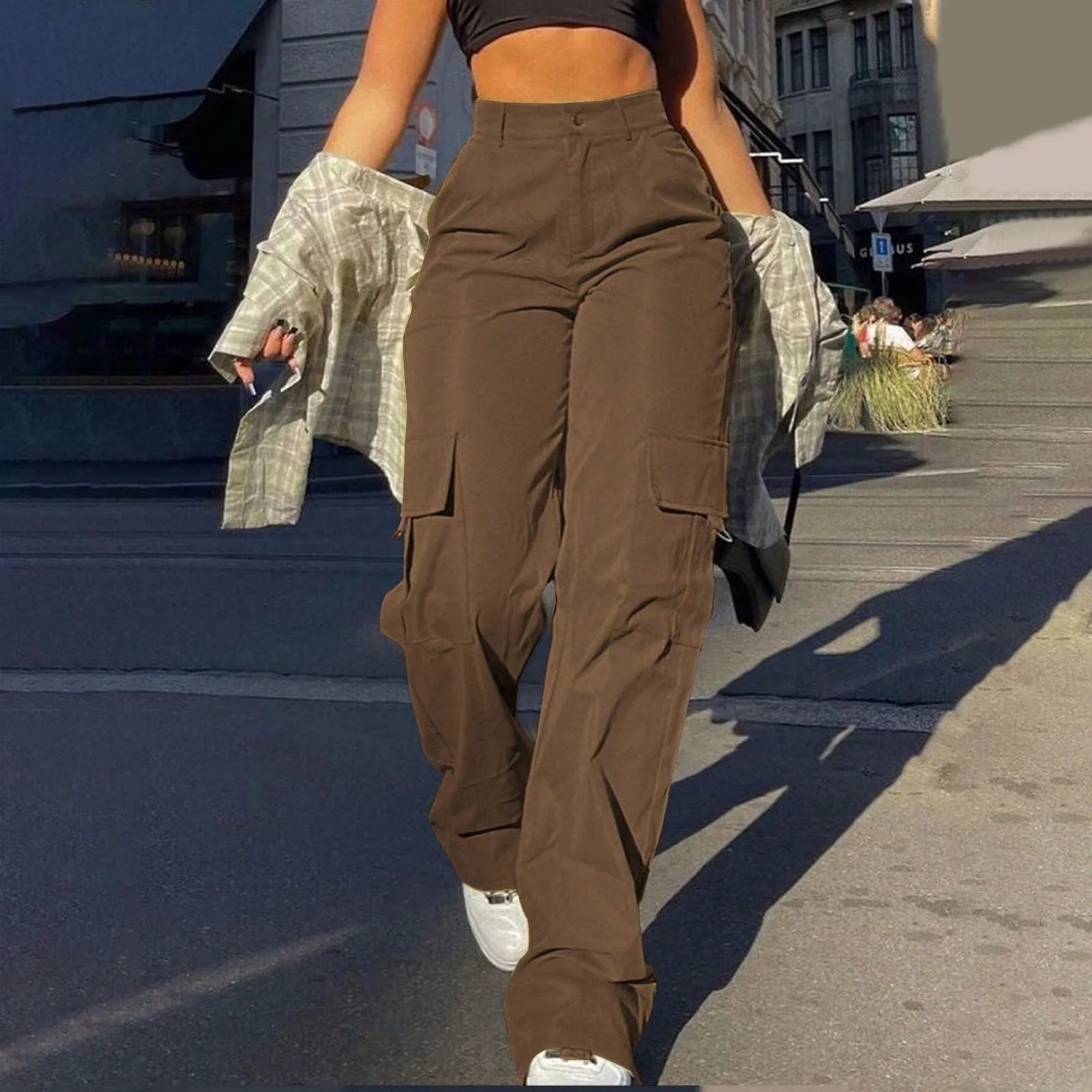 Women's Cargo Pants High Waist Multi-Pocket Baggy — view 1