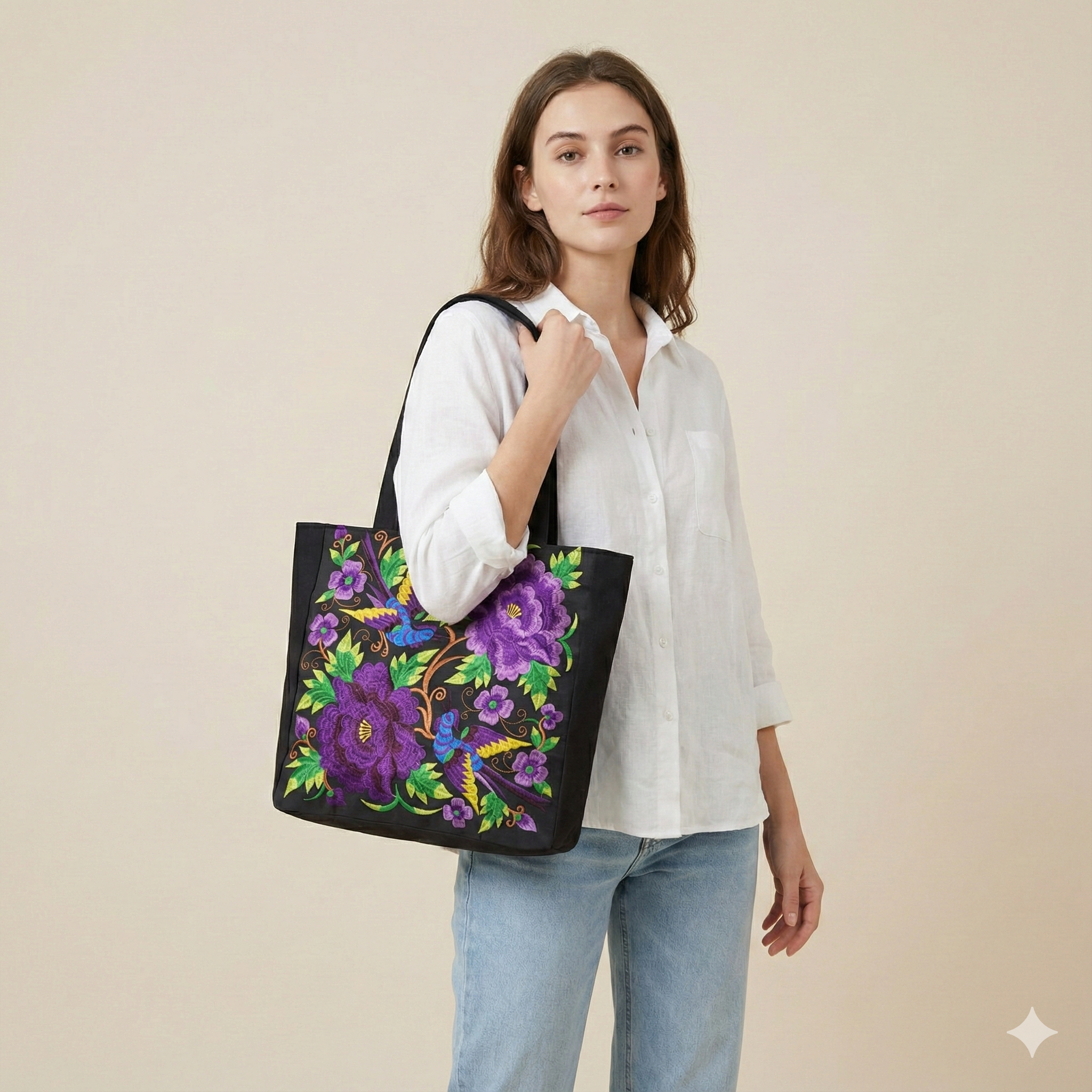 Women's Beach Bag Floral Pattern Tote — view 10
