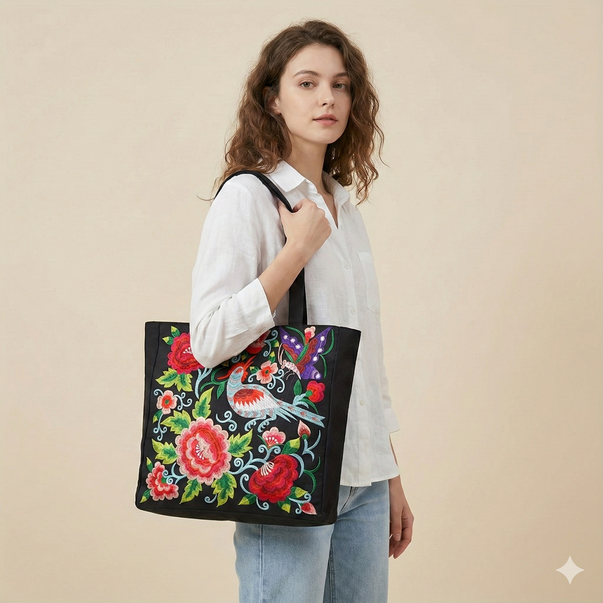 Women's Beach Bag Floral Pattern Tote — view 12
