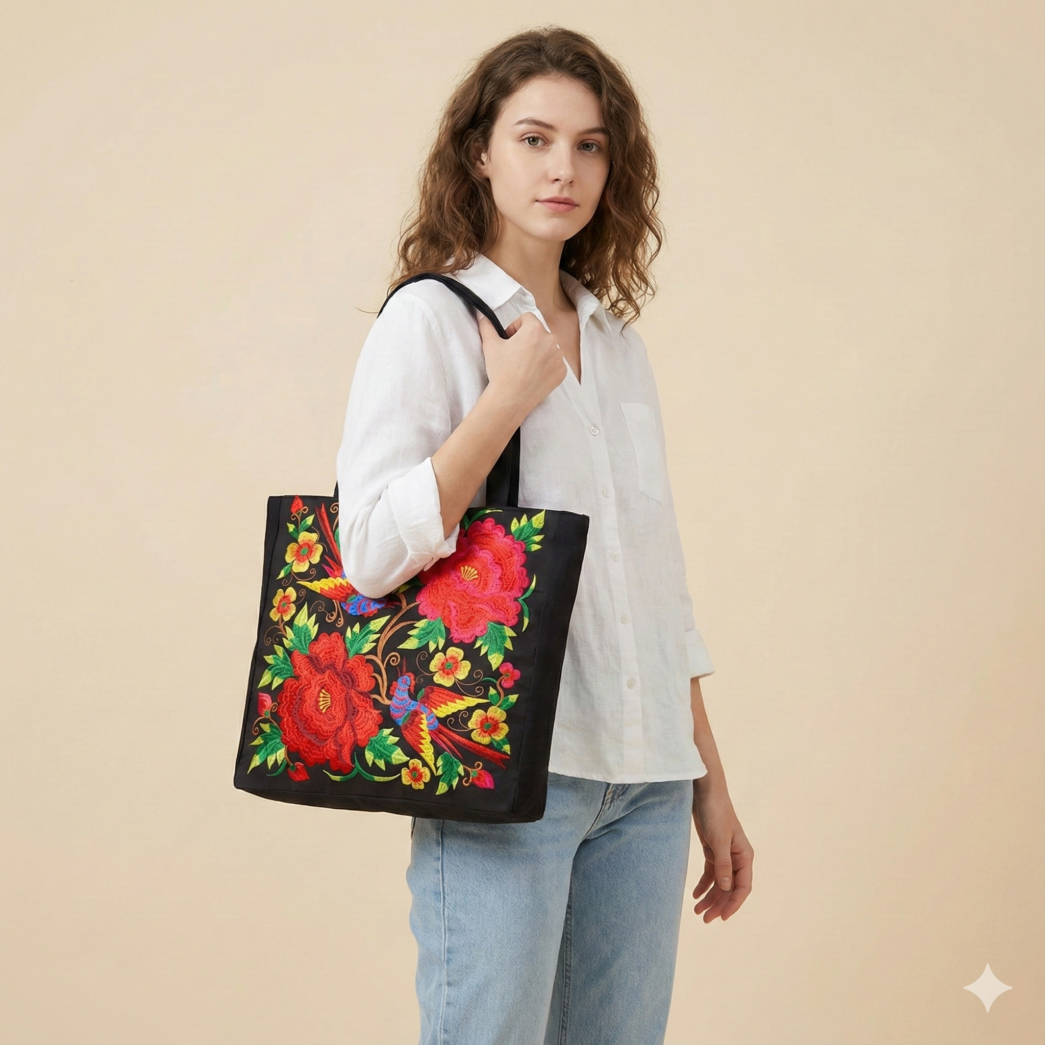 Women's Beach Bag Floral Pattern Tote — view 2
