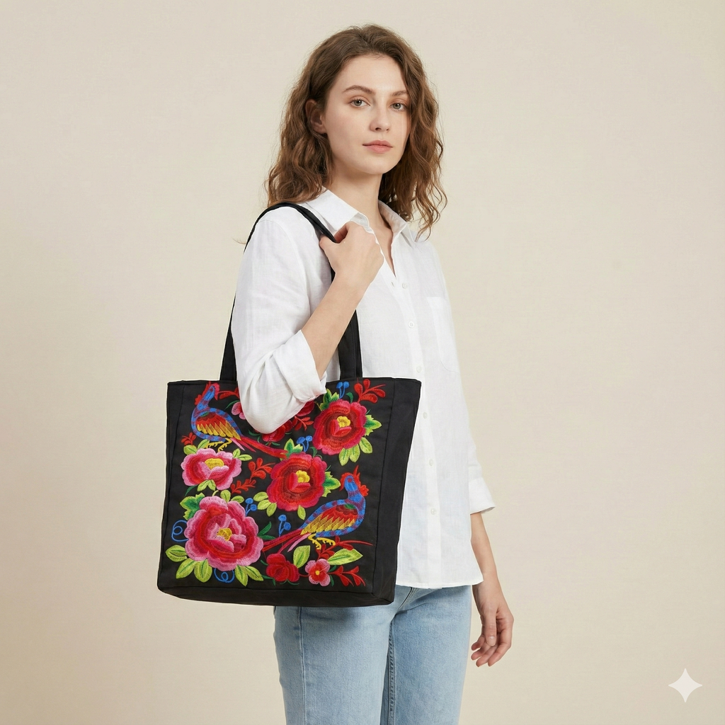 Women's Beach Bag Floral Pattern Tote — view 4