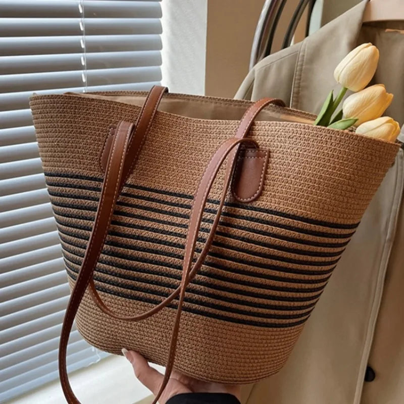 Women's Beach Bag Striped Tote — view 7