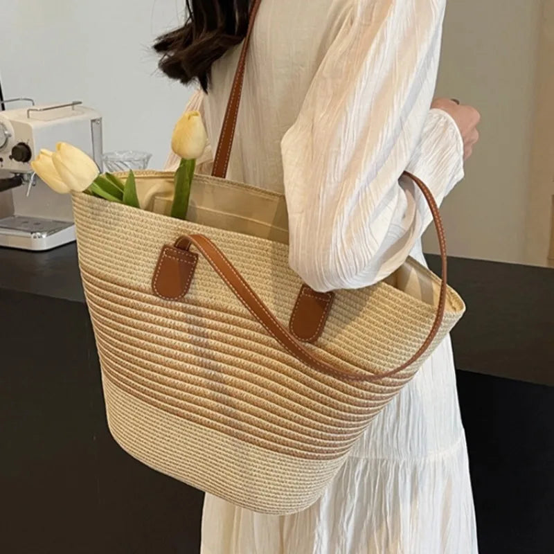 Women's Beach Bag Striped Tote — view 1