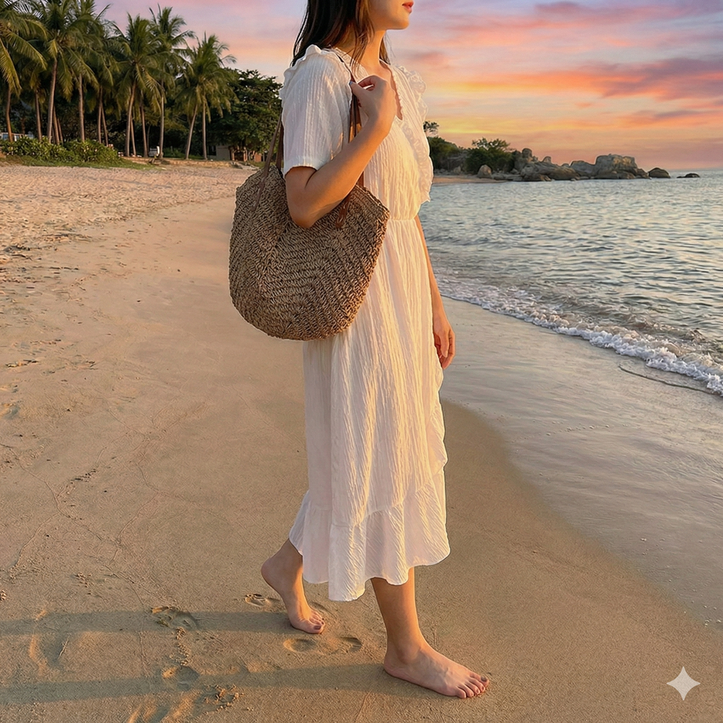 Women's Beach Bag Woven Shoulder Tote — view 2