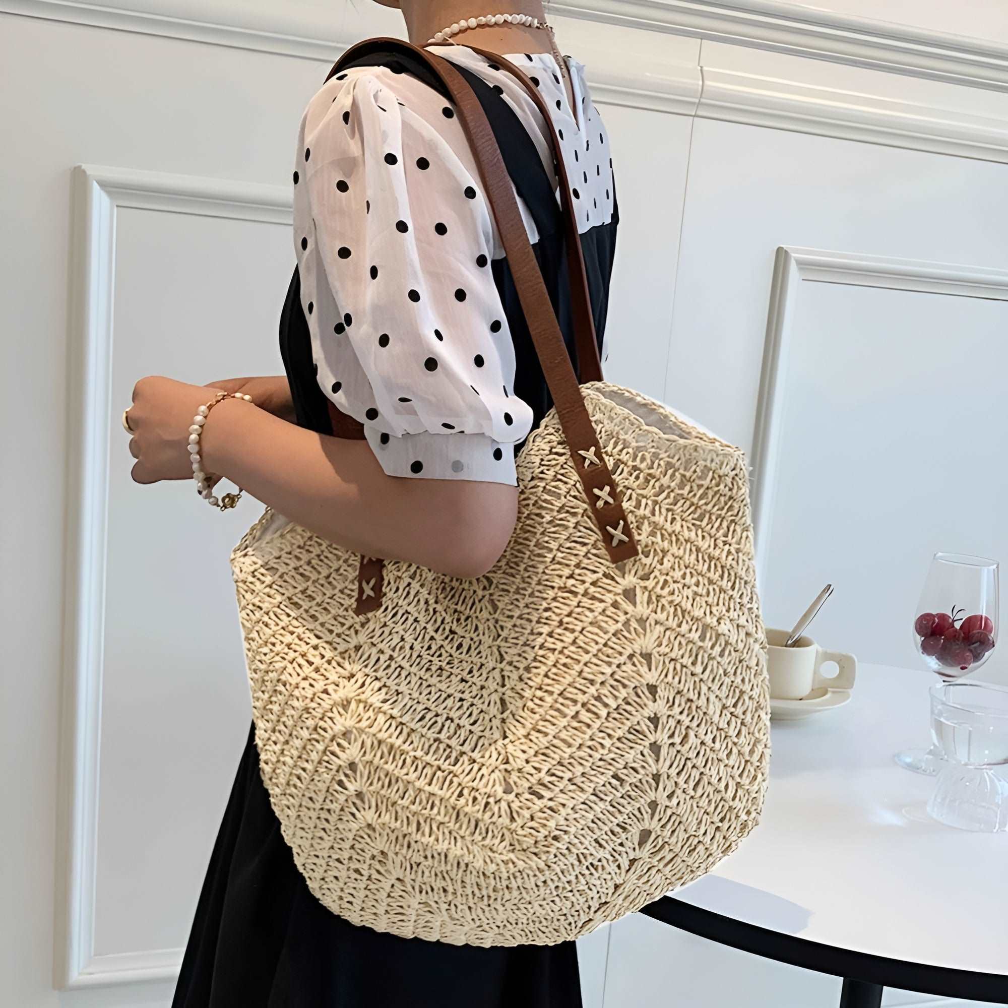 Women's Beach Bag Woven Shoulder Tote — view 3