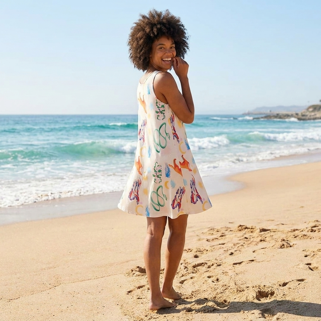 Women's Beach Dress Square Neck Print Midi — view 2