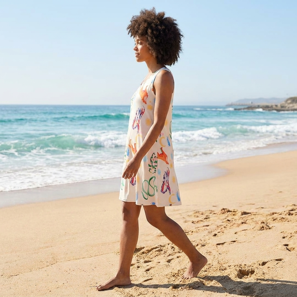 Women's Beach Dress Square Neck Print Midi — view 4