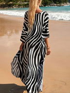 Women's Beach Dress Zebra Print V-Neck Maxi — view 2