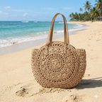 Women's Beach Tote Bag Woven Round Shoulder — view 3