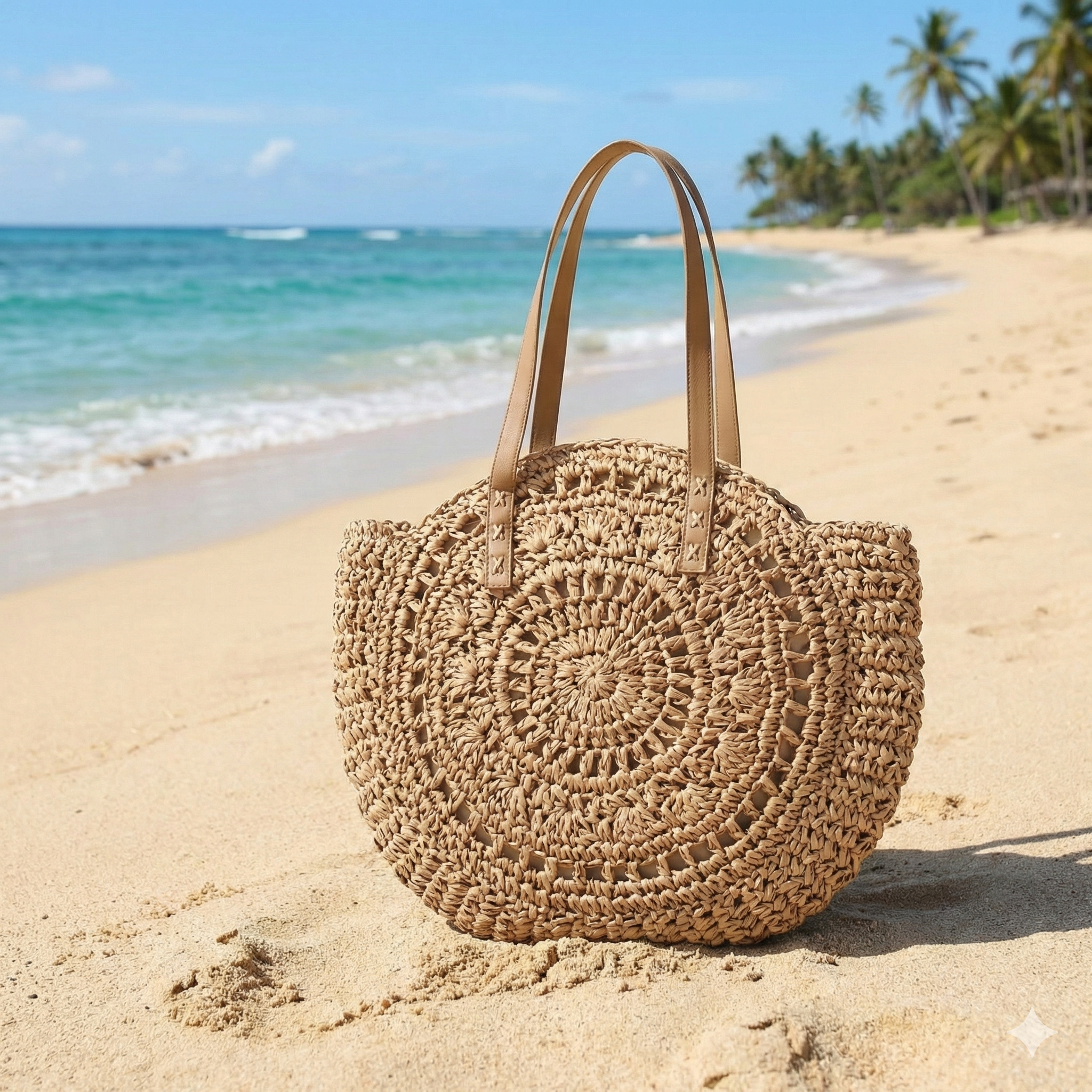 Women's Beach Tote Bag Woven Round Shoulder — view 3