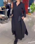 Women's Maxi Dress Long Sleeve Black — view 1