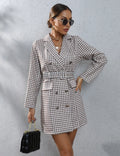 Women's Blazer Dress Double Breasted Check Print Mini — view 1