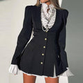 Women's Blazer Dress Ruffle Trim Button Front Mini — view 1