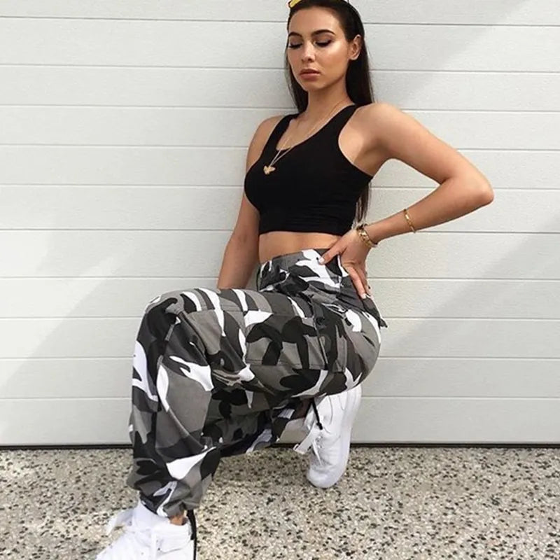 Women's Cargo Pants Camo Print Baggy Ankle Cuff — view 3