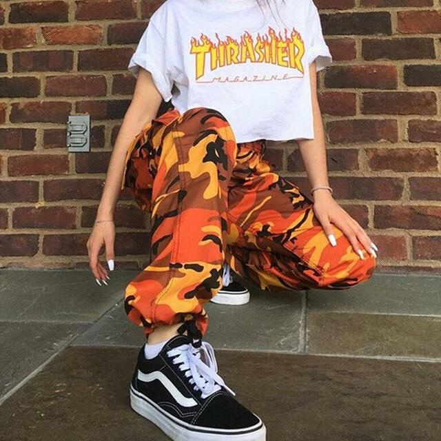 Women's Cargo Pants Camo Print Baggy Ankle Cuff — view 1