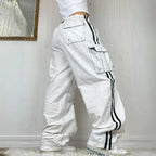 Women's Cargo Pants Side Stripe Baggy Wide Leg — view 2
