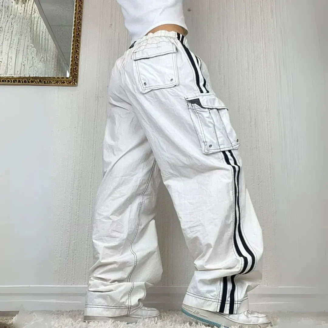 Women's Cargo Pants Side Stripe Baggy Wide Leg — view 2