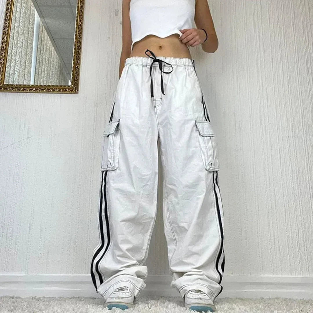 Women's Cargo Pants Side Stripe Baggy Wide Leg — view 1