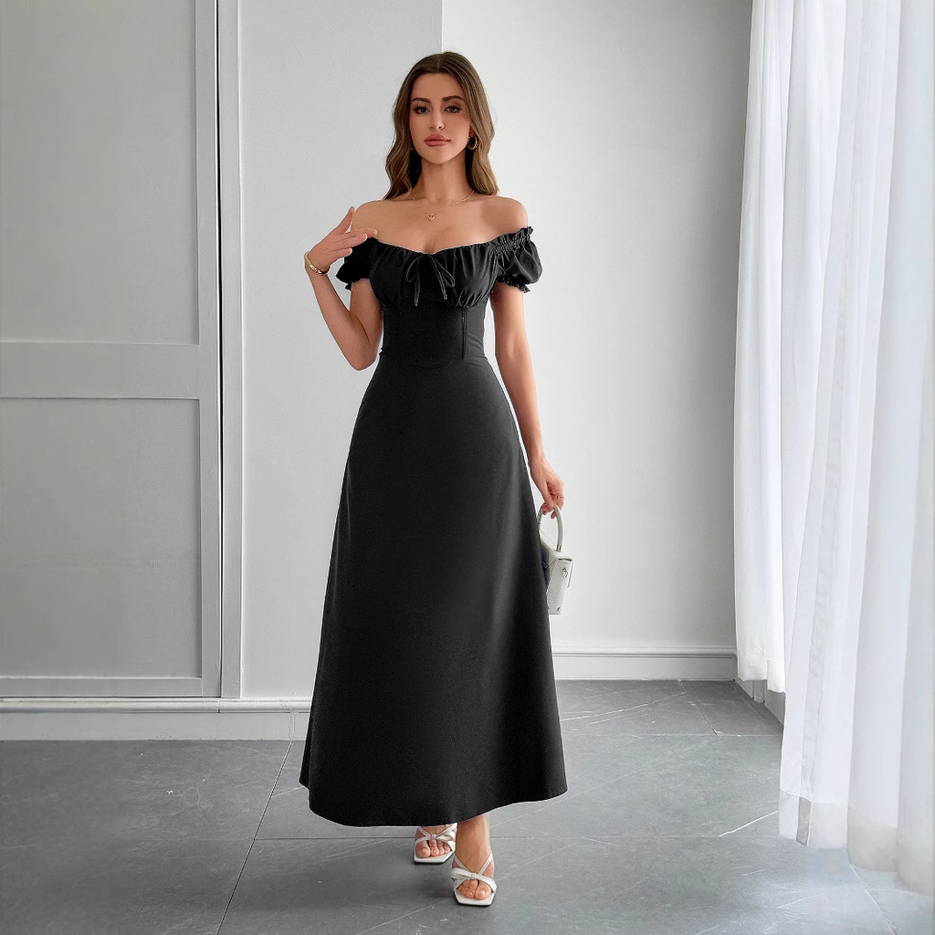 Women's Puff Sleeve Square Neck Maxi Dress — view 1