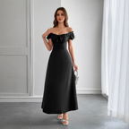 Women's Puff Sleeve Square Neck Maxi Dress — view 1