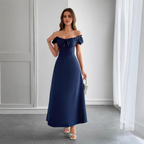 Women's Puff Sleeve Square Neck Maxi Dress — view 2