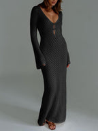 Women's Long Sleeve Knit Maxi Dress — view 3