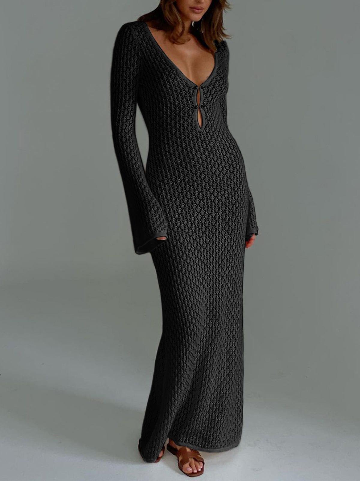 Women's Long Sleeve Knit Maxi Dress — view 3