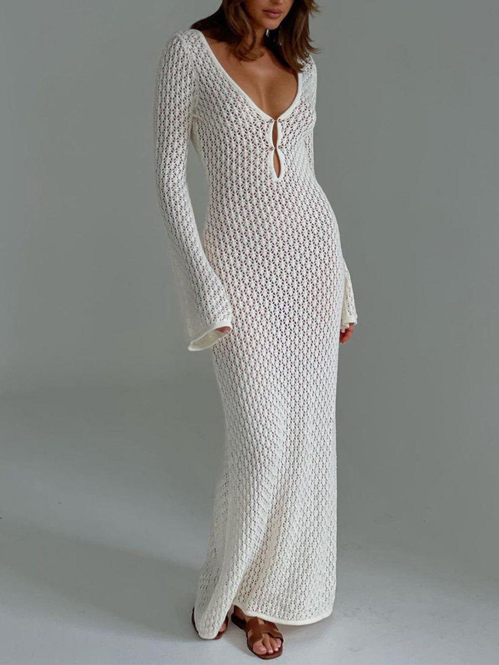 Women's Long Sleeve Knit Maxi Dress — view 1
