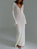 Women's Long Sleeve Knit Maxi Dress — view 1