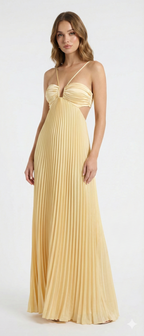 Women's Maxi Dress Pleated Halter Neck Open Back — view 1