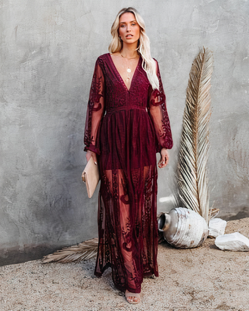 Women's Maxi Dress V-Neck Slit — view 3