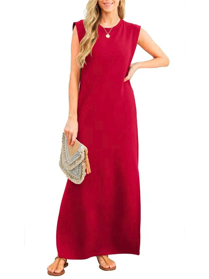 Women's Maxi Dress Sleeveless Red — view 1