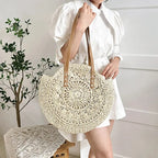Women's Round Beach Bag Woven Tote — view 2