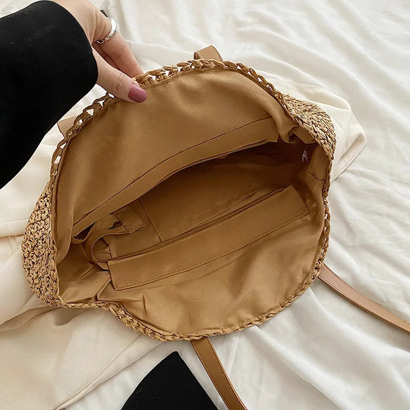 Women's Beach Bag Round Woven Tote — view 5