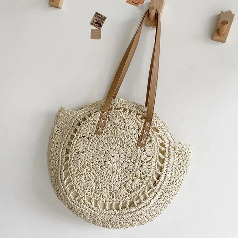 Women's Beach Bag Round Woven Tote — view 6