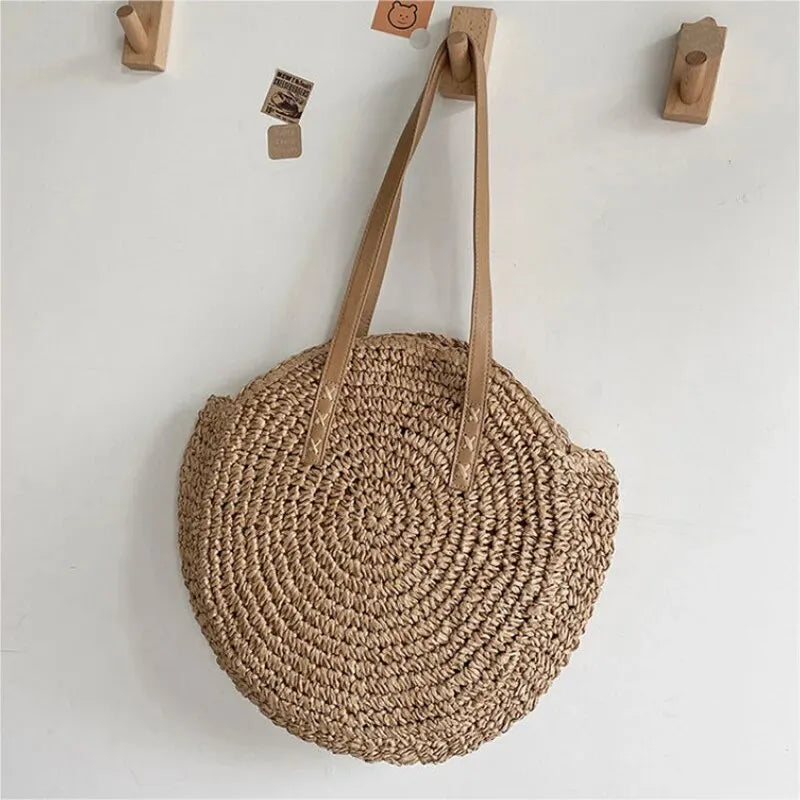 Women's Beach Bag Round Woven Tote — view 7